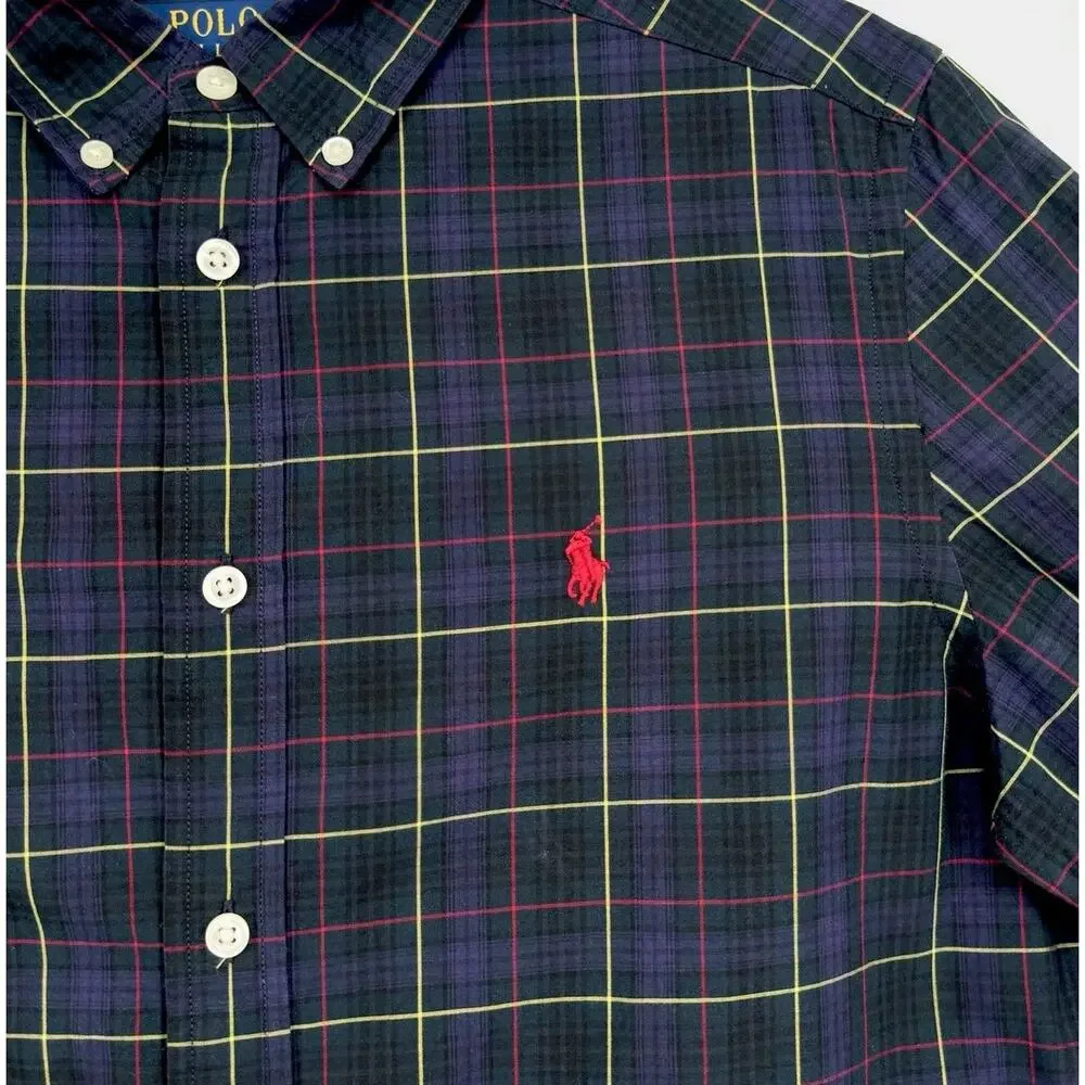 Polo Ralph Lauren Boys XL 16-30 Oxford Shirt Plaid Button Down Shirt Long Sleeve